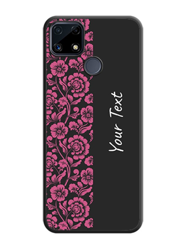 Custom Pink Floral Pattern Design With Custom Text On Space Black Personalized Soft Matte Phone Covers -Realme Narzo 20 - alternate view