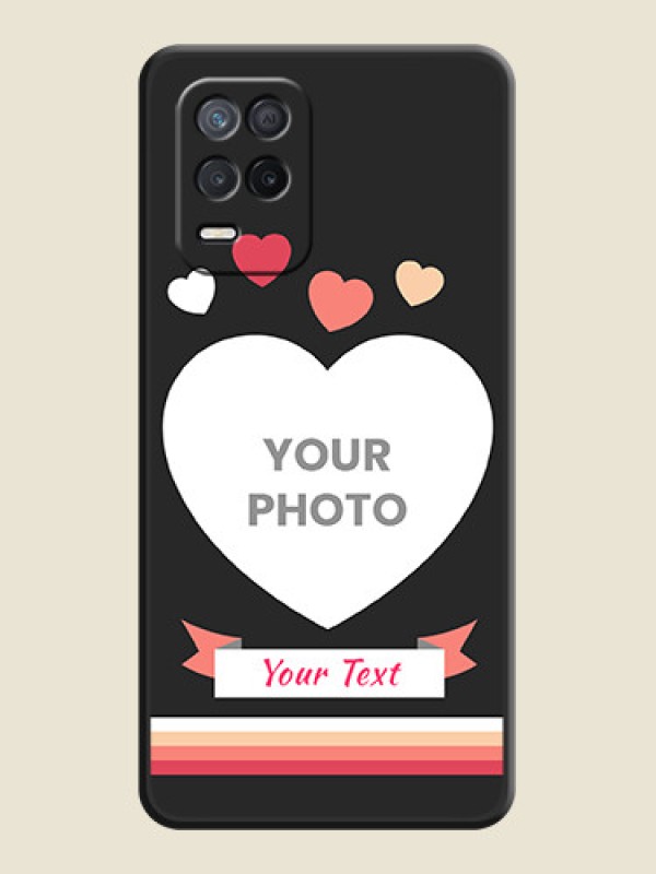 Custom Love Shaped Photo with Colorful Stripes on Personalised Space Black Soft Matte Cases - Narzo 30 5G - alternate view