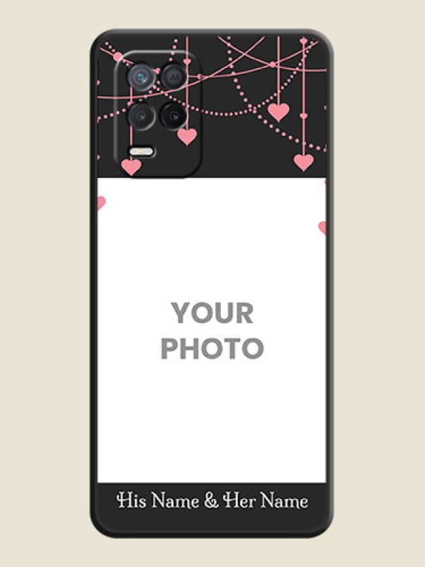 Custom Pink Love Hangings with Text on Space Black Custom Soft Matte Back Cover - Narzo 30 5G - alternate view