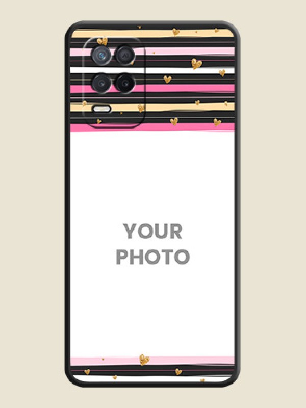 Custom Multicolor Lines and Golden Love Symbols Design on Photo on Space Black Soft Matte Mobile Cover - Narzo 30 5G - alternate view