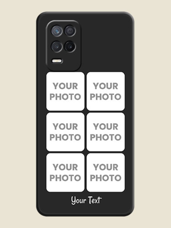 Custom Floral Art with 6 Image Holder on Photo on Space Black Soft Matte Mobile Case - Narzo 30 5G - alternate view