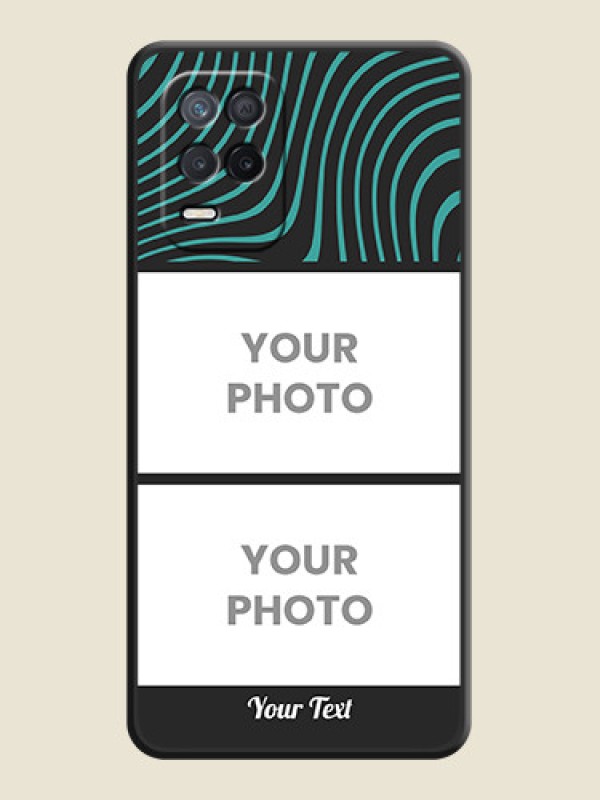 Custom Wave Pattern with 2 Image Holder on Space Black Personalized Soft Matte Phone Covers - Narzo 30 5G - alternate view