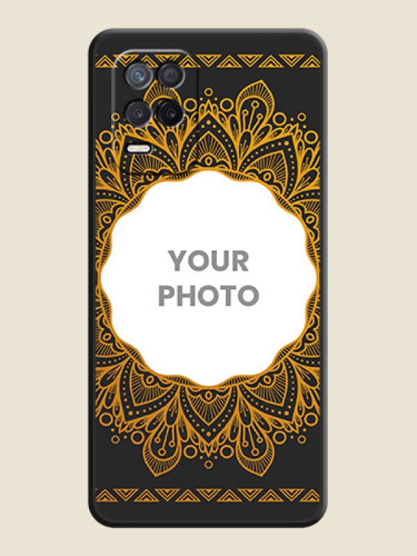 Custom Round Image with Floral Design on Photo on Space Black Soft Matte Mobile Cover - Narzo 30 5G - alternate view
