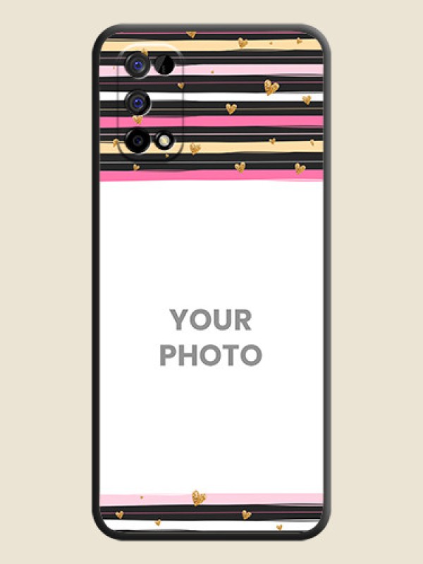 Custom Multicolor Lines and Golden Love Symbols Design on Photo on Space Black Soft Matte Mobile Cover - Realme Narzo 30 Pro 5G - alternate view