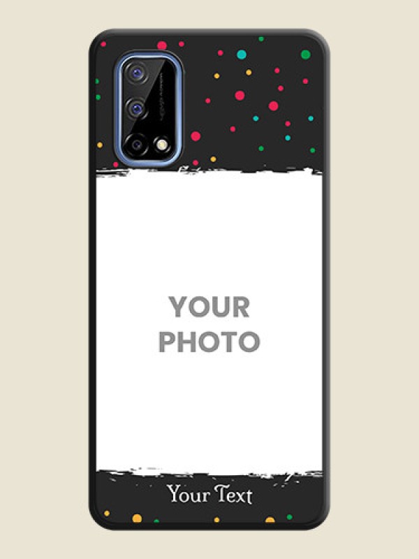 Custom Multicolor Dotted Pattern with Text on Space Black Custom Soft Matte Phone Back Cover - Realme Narzo 30 Pro 5G - alternate view