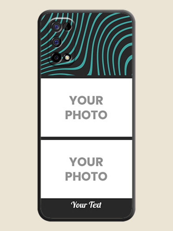 Custom Wave Pattern with 2 Image Holder on Space Black Personalized Soft Matte Phone Covers - Realme Narzo 30 Pro 5G - alternate view