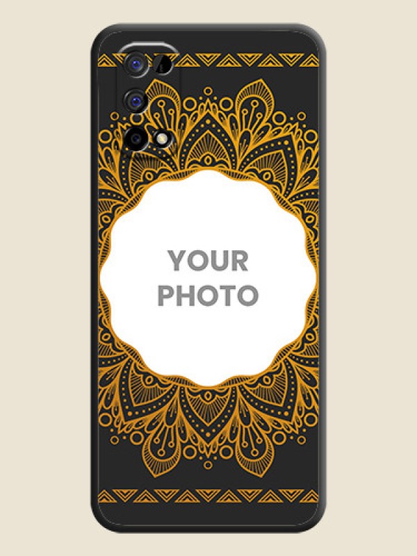 Custom Round Image with Floral Design on Photo on Space Black Soft Matte Mobile Cover - Realme Narzo 30 Pro 5G - alternate view