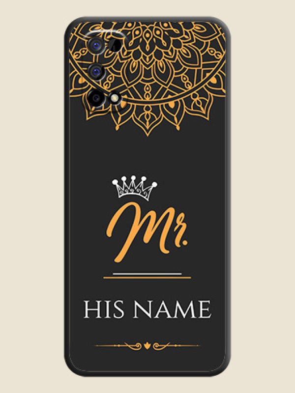 Custom Mr Name with Floral Design on Personalised Space Black Soft Matte Cases - Realme Narzo 30 Pro 5G - alternate view