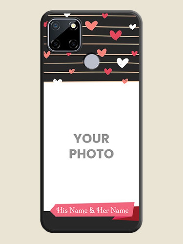 Custom Love Pattern with Name on Pink Ribbon  on Photo on Space Black Soft Matte Back Cover - Realme Narzo 30A  - alternate view