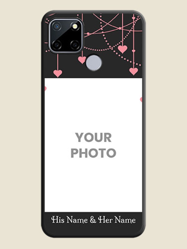 Custom Pink Love Hangings with Text on Space Black Custom Soft Matte Back Cover - Realme Narzo 30A  - alternate view