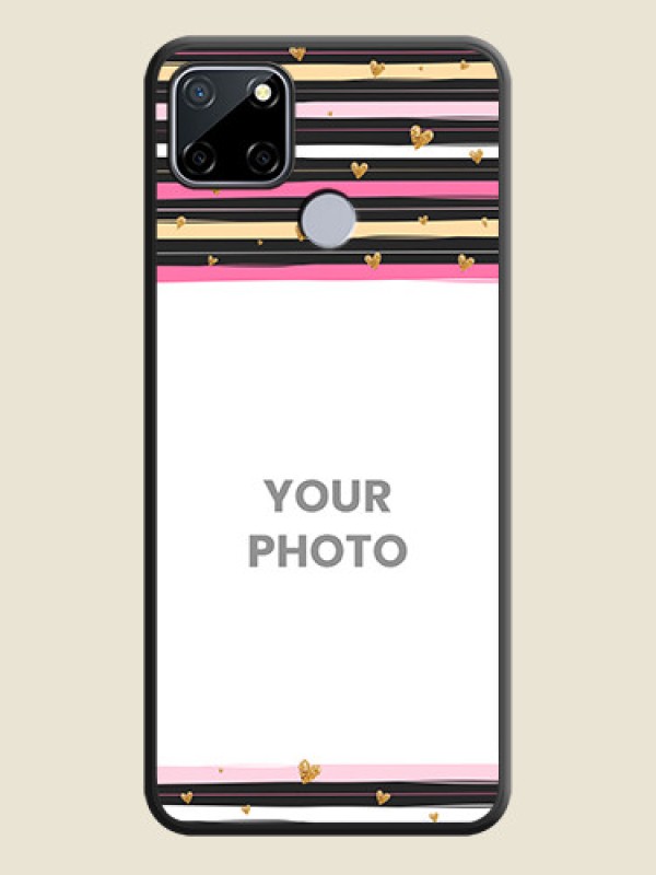 Custom Multicolor Lines and Golden Love Symbols Design on Photo on Space Black Soft Matte Mobile Cover - Realme Narzo 30A  - alternate view