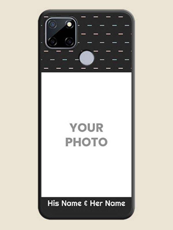 Custom Line Pattern Design with Text on Space Black Custom Soft Matte Phone Back Cover - Realme Narzo 30A  - alternate view