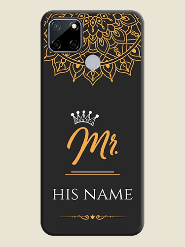 Custom Mr Name with Floral Design  on Personalised Space Black Soft Matte Cases - Realme Narzo 30A  - alternate view