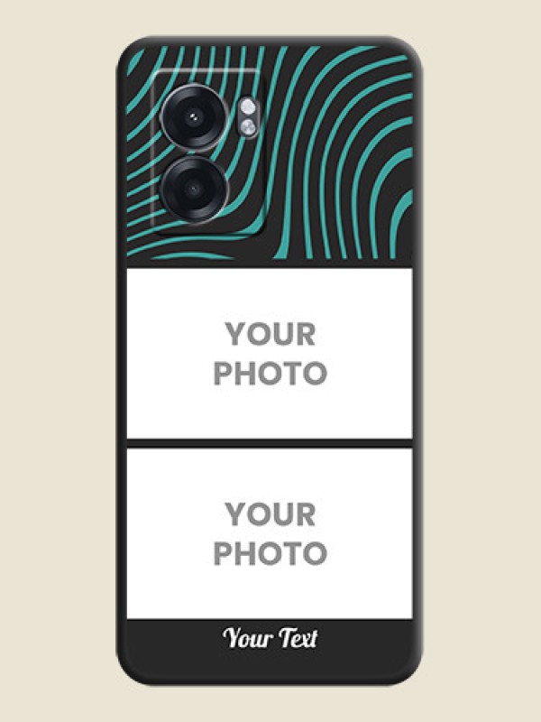 Custom Wave Pattern with 2 Image Holder on Space Black Personalized Soft Matte Phone Covers - Realme Narzo 50 5G - alternate view