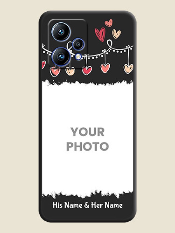 Custom Pink Love Hangings with Name on Space Black Custom Soft Matte Phone Cases - Realme Narzo 50 Pro 5G - alternate view
