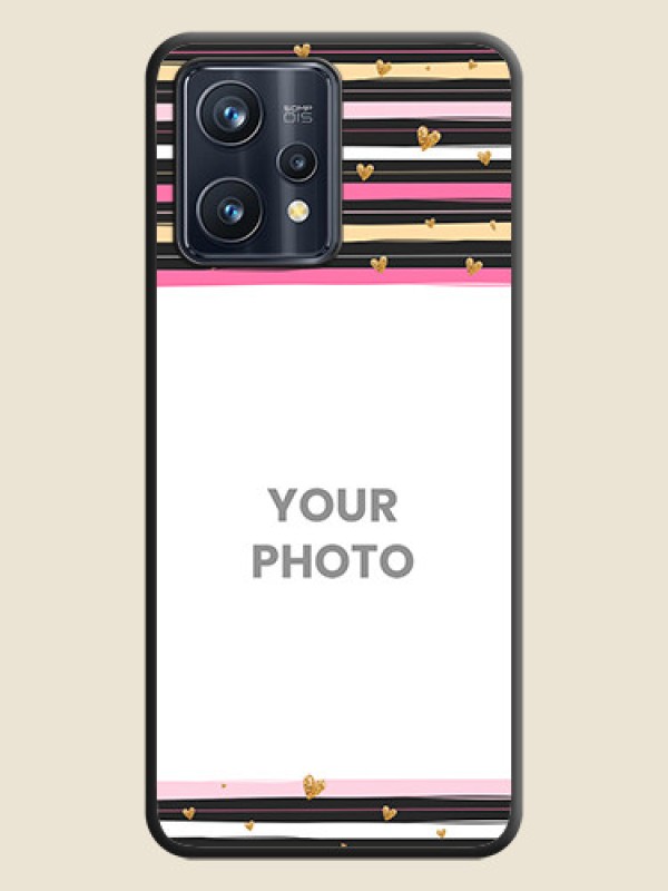 Custom Multicolor Lines and Golden Love Symbols Design on Photo on Space Black Soft Matte Mobile Cover - Realme Narzo 50 Pro 5G - alternate view