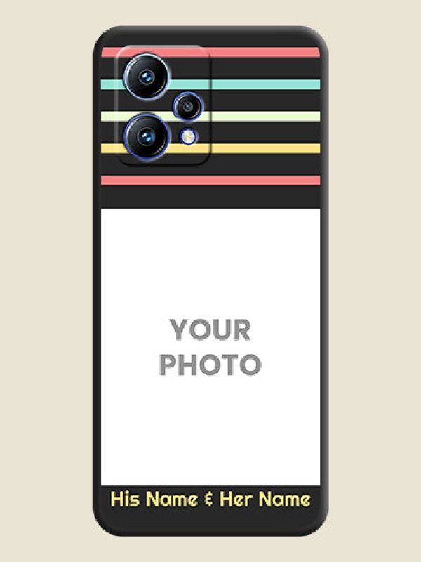 Custom Color Stripes with Photo and Text on Photo on Space Black Soft Matte Mobile Case - Realme Narzo 50 Pro 5G - alternate view
