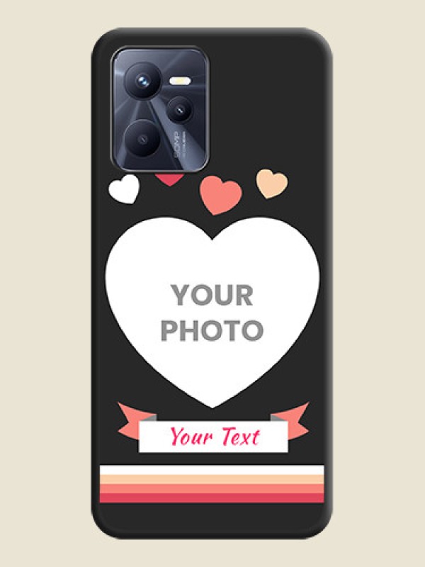 Custom Love Shaped Photo with Colorful Stripes on Personalised Space Black Soft Matte Cases - Realme Narzo 50A Prime - alternate view