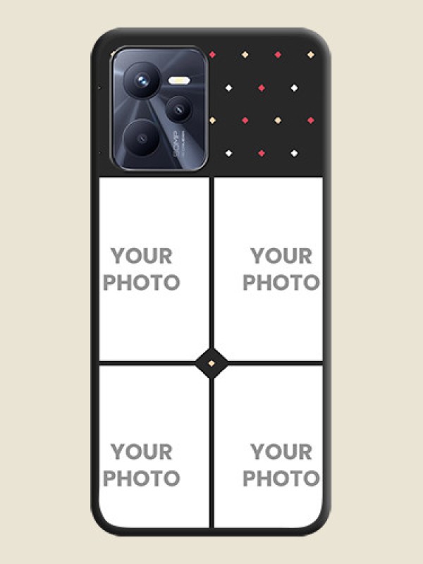 Custom Multicolor Dotted Pattern with 4 Image Holder on Space Black Custom Soft Matte Phone Cases - Realme Narzo 50A Prime - alternate view