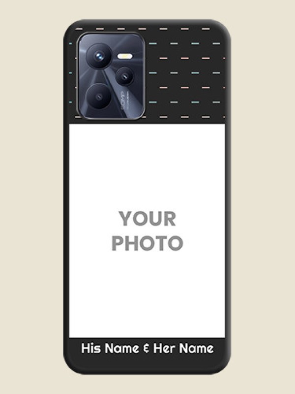 Custom Line Pattern Design with Text on Space Black Custom Soft Matte Phone Back Cover - Realme Narzo 50A Prime - alternate view