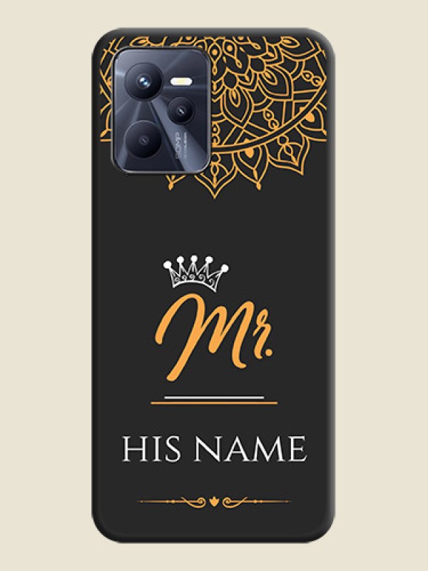 Custom Mr Name with Floral Design  on Personalised Space Black Soft Matte Cases - Realme Narzo 50A Prime - alternate view