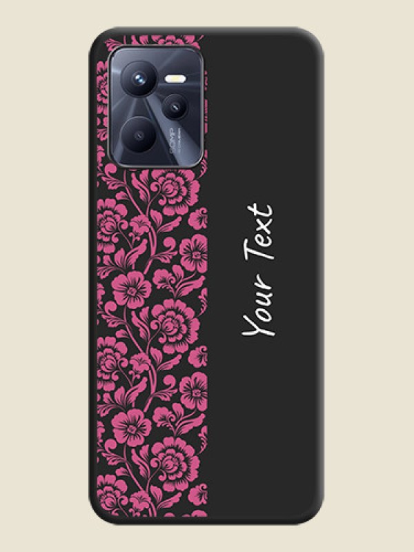 Custom Pink Floral Pattern Design With Custom Text On Space Black Personalized Soft Matte Phone Covers -Realme Narzo 50A Prime - alternate view