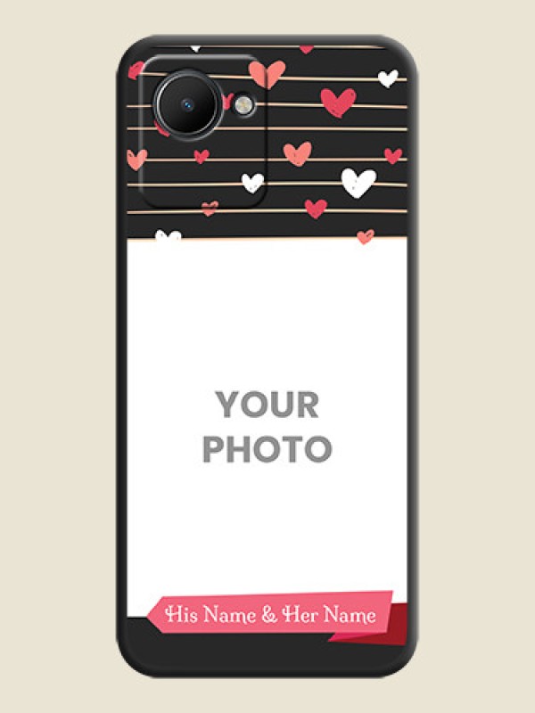Custom Love Pattern with Name on Pink Ribbon  on Photo on Space Black Soft Matte Back Cover - Narzo 50i Prime - alternate view