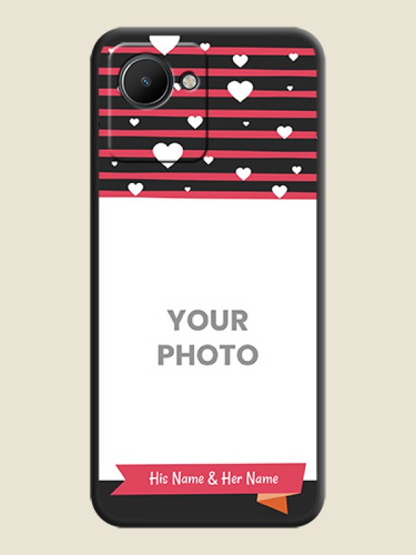 Custom White Color Love Symbols with Pink Lines Pattern on Space Black Custom Soft Matte Phone Cases - Narzo 50i Prime - alternate view