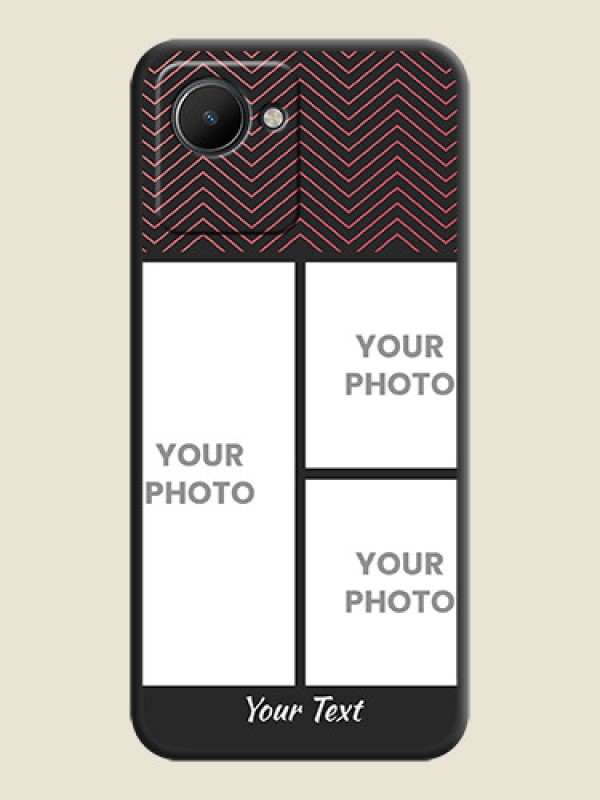 Custom Wave Pattern with 3 Image Holder on Space Black Custom Soft Matte Back Cover - Narzo 50i Prime - alternate view