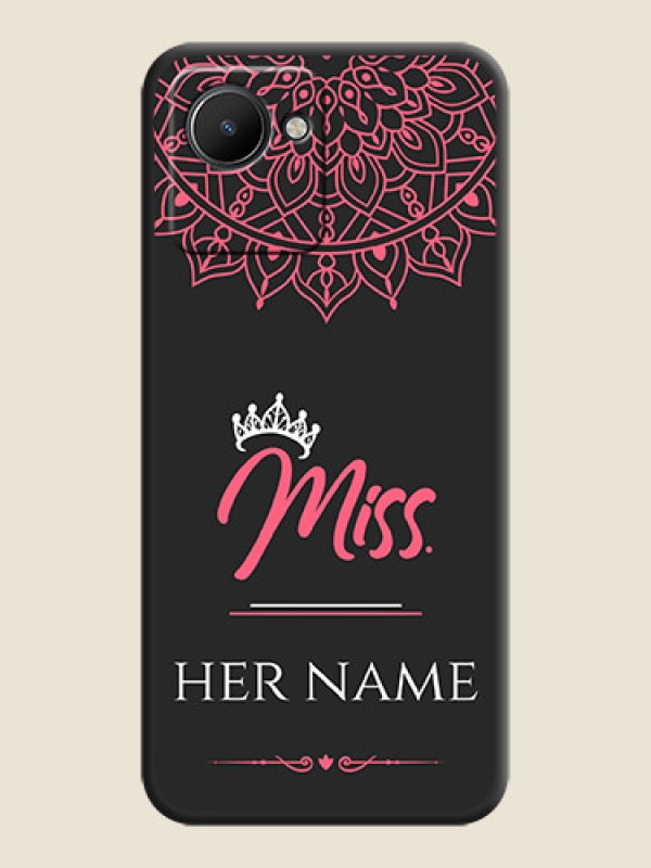 Custom Mrs Name with Floral Design on Space Black Personalized Soft Matte Phone Covers - Narzo 50i Prime - alternate view