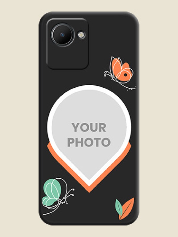 Custom Upload Pic With Simple Butterly Design On Space Black Personalized Soft Matte Phone Covers -Realme Narzo 50I Prime - alternate view