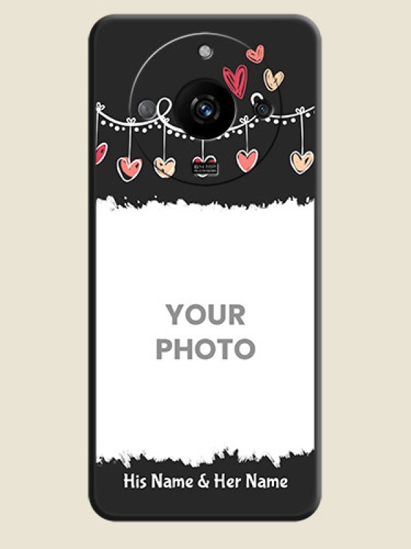 Custom Pink Love Hangings with Name on Space Black Custom Soft Matte Phone Cases - Realme Narzo 60 5G - alternate view