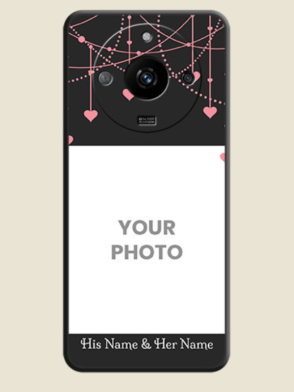 Custom Pink Love Hangings with Text on Space Black Custom Soft Matte Back Cover - Realme Narzo 60 5G - alternate view
