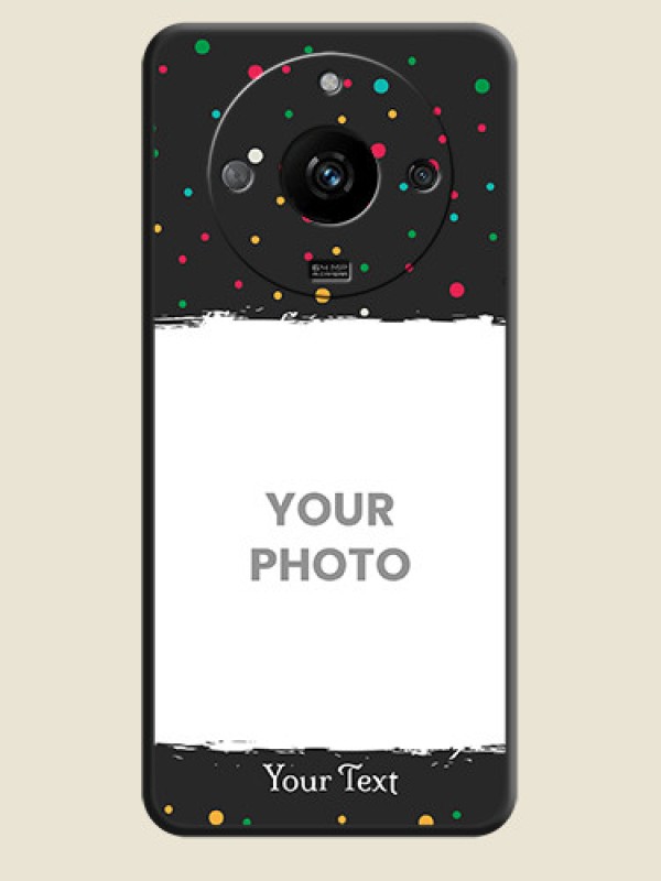 Custom Multicolor Dotted Pattern with Text on Space Black Custom Soft Matte Phone Back Cover - Realme Narzo 60 5G - alternate view