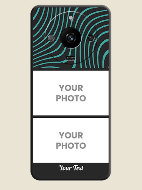 Custom Wave Pattern with 2 Image Holder on Space Black Personalized Soft Matte Phone Covers - Realme Narzo 60 5G - alternate view