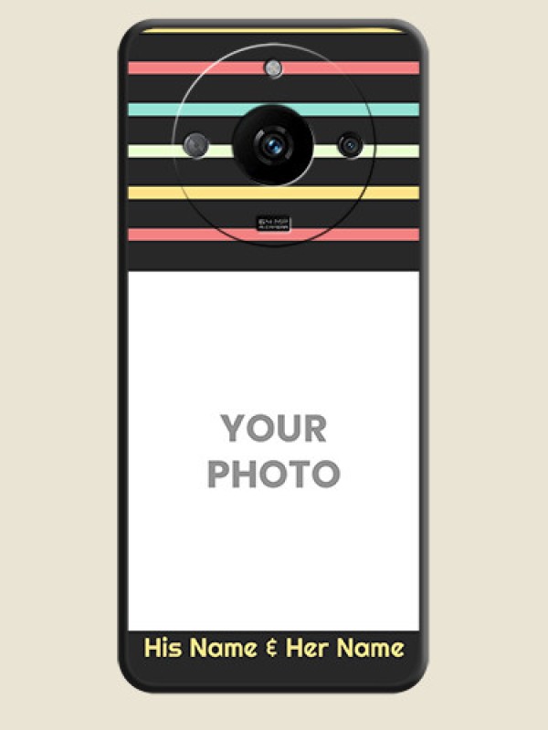 Custom Color Stripes with Photo and Text - Photo on Space Black Soft Matte Mobile Case - Realme Narzo 60 5G - alternate view