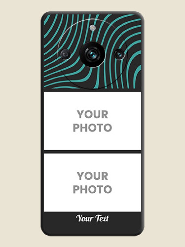 Custom Wave Pattern with 2 Image Holder on Space Black Personalized Soft Matte Phone Covers - Narzo 60 Pro 5G - alternate view