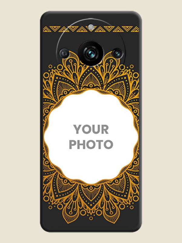 Custom Round Image with Floral Design - Photo on Space Black Soft Matte Mobile Cover - Narzo 60 Pro 5G - alternate view