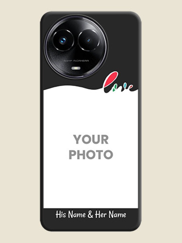 Custom Fall in Love Pattern with Picture on Photo On Space Black Custom Soft Matte Mobile Back Cover - Narzo 60X 5G - alternate view