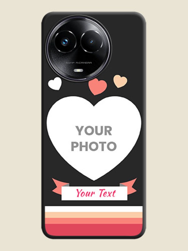 Custom Love Shaped Photo with Colorful Stripes On Space Black Custom Soft Matte Mobile Back Cover - Narzo 60X 5G - alternate view