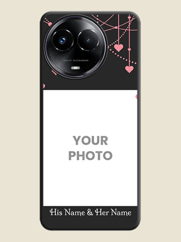 Custom Pink Love Hangings with Text On Space Black Custom Soft Matte Mobile Back Cover - Narzo 60X 5G - alternate view