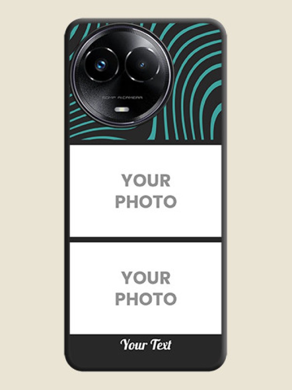Custom Wave Pattern with 2 Image Holder On Space Black Custom Soft Matte Mobile Back Cover - Narzo 60X 5G - alternate view