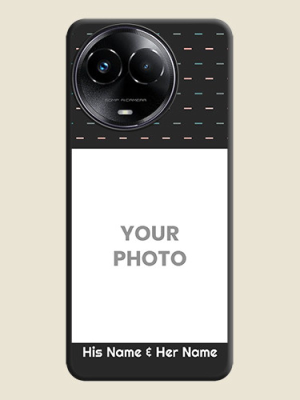 Custom Line Pattern Design with Text On Space Black Custom Soft Matte Mobile Back Cover - Narzo 60X 5G - alternate view