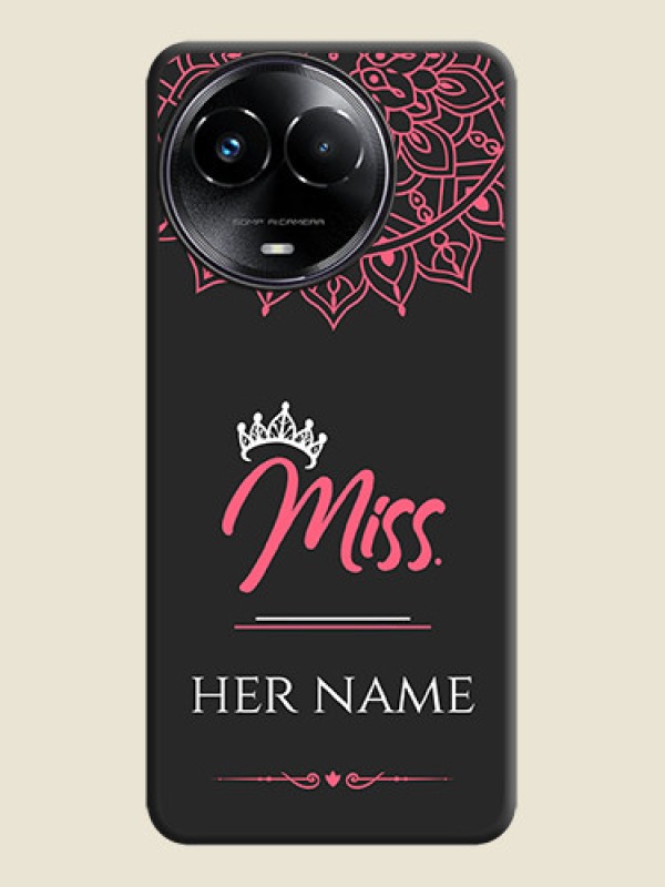 Custom Mrs Name with Floral Design On Space Black Custom Soft Matte Mobile Back Cover - Narzo 60X 5G - alternate view
