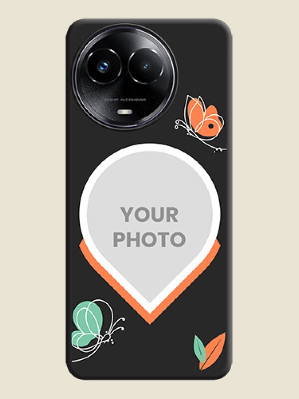 Custom Upload Pic With Simple Butterly Design On Space Black Custom Soft Matte Mobile Back Cover - Narzo 60X 5G - alternate view