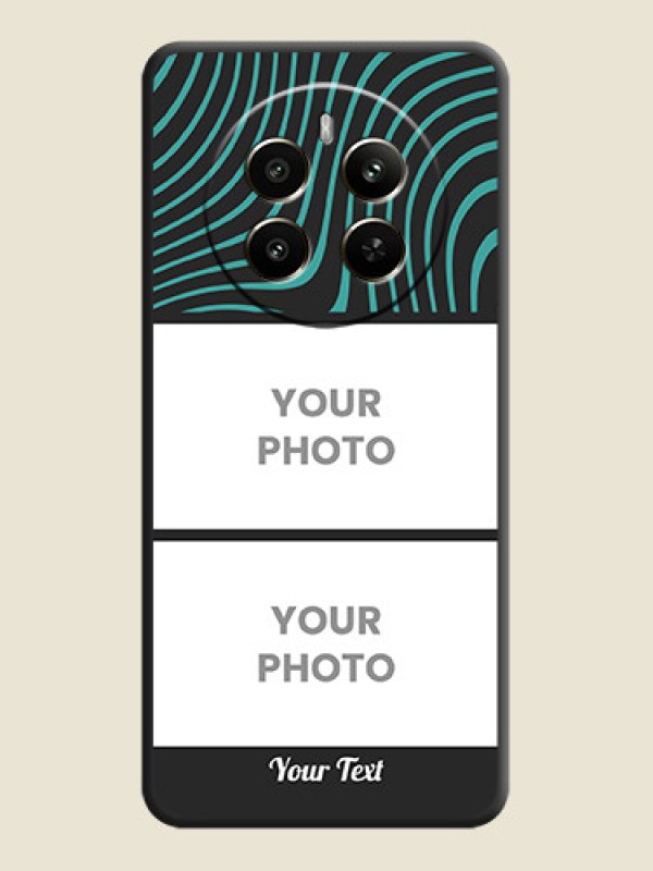 Custom Wave Pattern with 2 Image Holder on Space Black Personalized Soft Matte Phone Covers - Realme Narzo 70 5G - alternate view