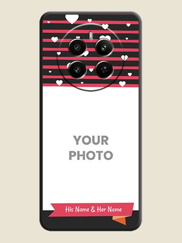 Custom White Color Love Symbols with Pink Lines Pattern on Space Black Custom Soft Matte Phone Cases - Narzo 70 Pro 5G - alternate view