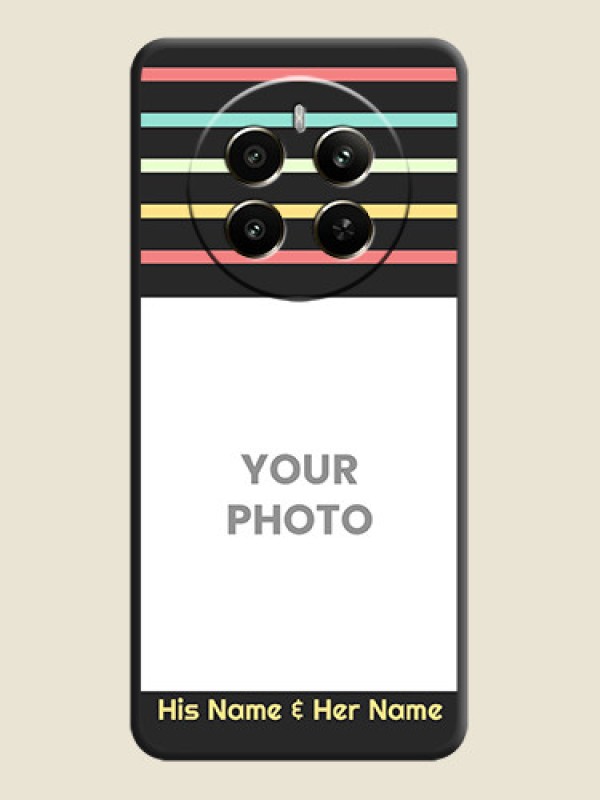Custom Color Stripes with Photo and Text - Photo on Space Black Soft Matte Mobile Case - Narzo 70 Pro 5G - alternate view
