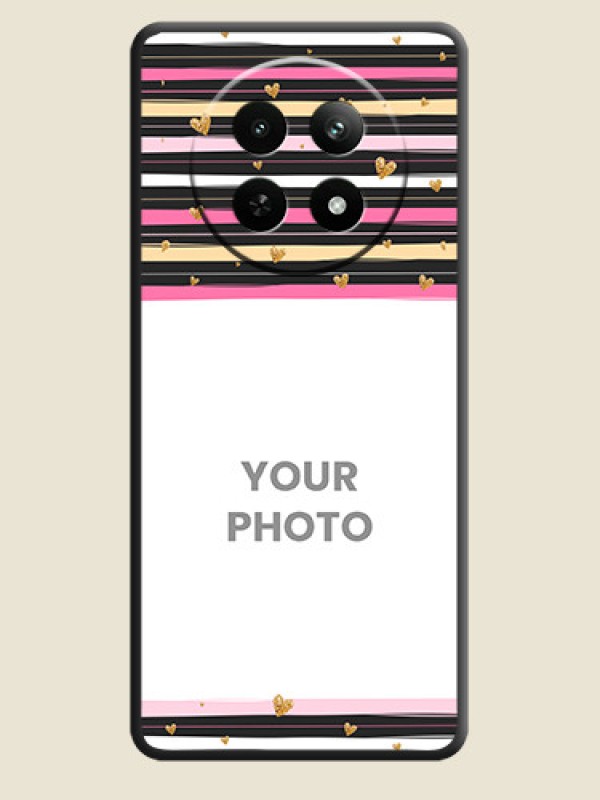 Custom Multicolor Lines and Golden Love Symbols Design - Photo on Space Black Soft Matte Mobile Cover - Realme Narzo 70X 5G - alternate view