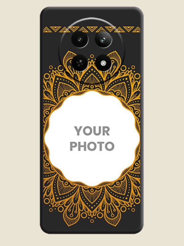 Custom Round Image with Floral Design - Photo on Space Black Soft Matte Mobile Cover - Realme Narzo 70X 5G - alternate view
